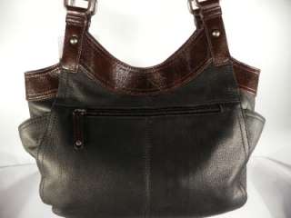 NWT Tignanello Retro Leather Shopper Handbag with Contrast Trim~Black 