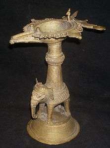 Traditional Indian Ritual Bronze Elephant Oil Lamp Rare  