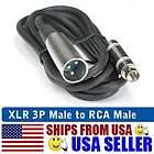 NEW 25 foot XLR 3Pin Male to RCA Male Cable Black  