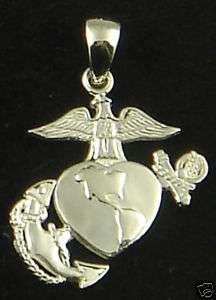 US MARINE CORPS SWEET HEART RING PENDANT .925 STERLING  