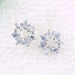 925 Sterling Silver Flower CZ Stud Earrings Jewelry  