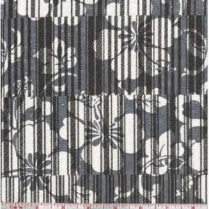  60 Wide Twill Hibiscus Print White/Grey Fabric By The 