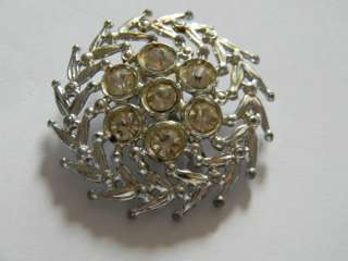 Vintage 1960s Crystal or Glass Brooch Pin in Good Condition  