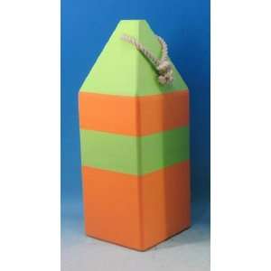  Wooden Orange and Green Buoy w/Rope 14   Wooden Floats 