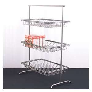 Tier Metal Stand   Flat Frame   Three Removable Baskets   22 3/4W x 