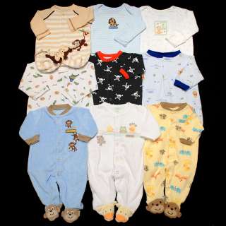 BABY BOY CLOTHES LOT SLEEPER PAJAMAS PJS NB NEWBORN 0 3 MONTHS MEDIUM 