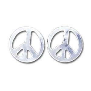   Peace Sign Solid Sterling Silver Small Post Earrings Jewelry