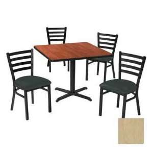 42 Square Table & Ladder Back Chair Set, Maple Fusion Laminate Table 