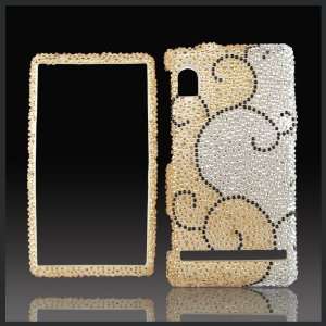 Black Swirl on Gold Silver Cristalina crystal bling case cover for 
