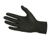   black colored latex gloves. Textured powder free latex in black