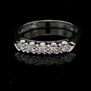 Vintage Five Stone Diamond Platinum Anniversary Ring  