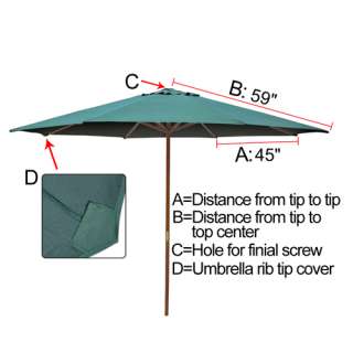 10FT 8 Rib Patio Umbrella Replacement Cover Green Canopy Outdoor 