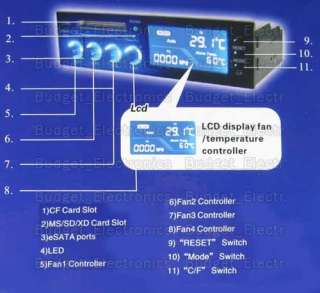 25 LCD Panel PC Fan Speed Controller CPU Temp 4 Sensors +ESATA Card 