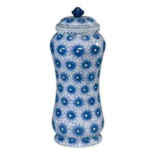   Hand Painted Porcelain Jar in Blue Flower Pattern