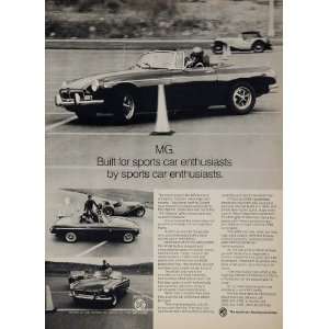 1974 Ad Vintage MG MGB British Sports Car Race Course   Original Print 