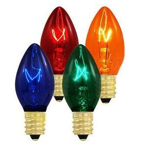 Pack of 4 Transparent Multi Color C7 Replacement Christmas Light Bulbs