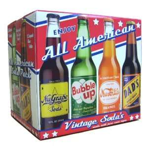 Gift Box) All American Soda Pack (3 Each of 4 American Classic Sodas 