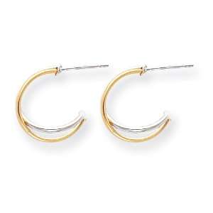  14k Gold Two Tone X   Hoop Earrings Jewelry