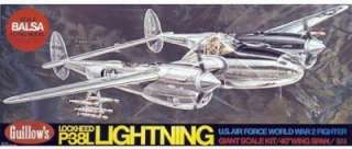 Balsa Giant wood airplane model kit Guillows P 38 Lightning  