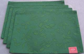 Lenox Holiday Holly Damask Green Cloth Placemats NEW  