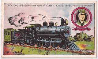 Jackson Tennessee Railroad Postcard Home of Casey Jones Steam 
