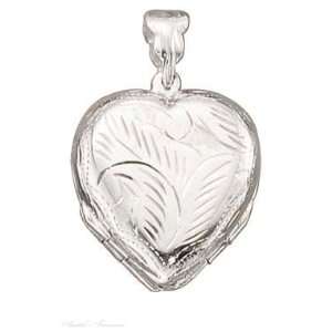  Sterling Silver Engraveable Four 4 Picture Etched Heart 