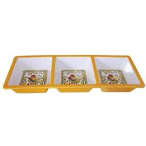  Le Cadeaux Rooster Yellow 3 Section Tray Patio, Lawn 