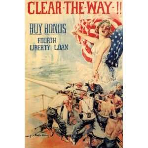 GIRL AMERICANS FLAG LIBERTY BONDS SHIP WAR VINTAGE POSTER 