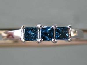 65ctw NATURAL PRINCESS CUT BLUE DIAMOND RING 3  STONE  