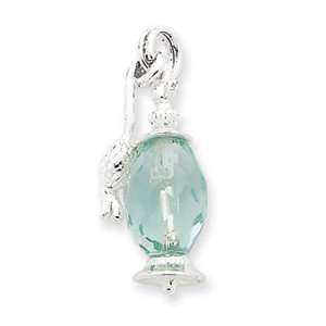  Sterling Silver Blue Glass Perfume Bottle Charm QC4682 Jewelry