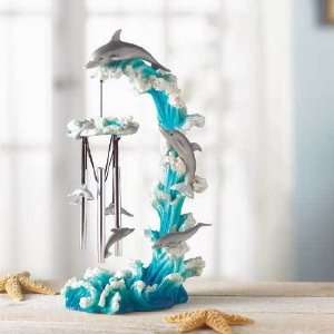Dolphin On Wave Wind Chime Statue / Statue / Figurine  