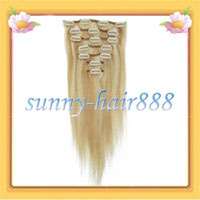 15 7pcs clips in Real human hair Extensions#18/613 mixed colors &70g 