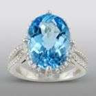 Zeghani Blue Topaz Ring with Simulated Diamonds