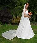 SILK Weddding/Bridal Veil. Chapel Length, One Tier. White/Ivory 