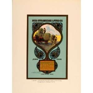  1907 Strobridge Lithograph Co. June Calendar Gold Ink 