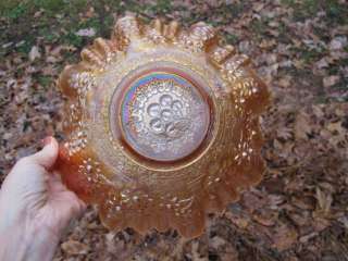 Antique FENTON LARGE CHERRY CIRCLES MARIGOLD Carnival Glass 3n1 Bowl 