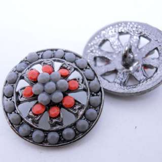 10 Solid Colours Acrylic Rhinestone Metal Buttons  