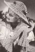 Vintage Crochet Lace Wedding Hat Gloves string pattern  