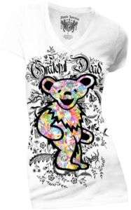 New Grateful Dead Floral Bear Womans Shirt Music Band  