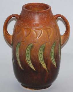 Roseville Pottery Falline Brown Vase 643 6  