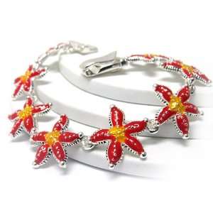  Red Orange Starfish Theme Magnetic Clasp Bracelet Jewelry