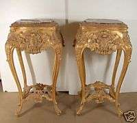 PAIR LOUIS XV ROCOCO GILT SIDE TABLES PEDESTAL STANDS M  