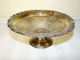 Sheffield Grapevine Mesh Silverplate Compote Fruit Bowl  
