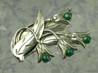 FINE VINTAGE MEXICAN 950 SILVER TULIP FLOWER BROOCH PIN TAXCO SIGNED 