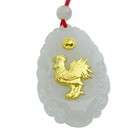 Necklaces Natural Jade Agate 24k Gold Zodiac Rooster Necklace