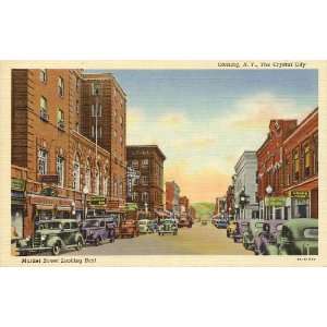 1940s Vintage Postcard Market Street, looking east, Corning New York