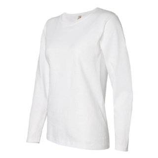  Ladies White Plain Long Sleeve T Shirt Crew Neck Clothing