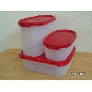 Tupperware 3 Pc Modular Mates Set. Oval One and Two and Square One 