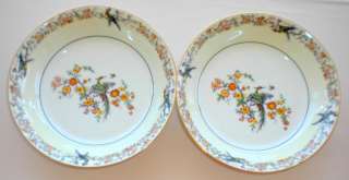 LIMOGES FRANCE NATHAN STRAUS & SONS SOUP BOWLS BIRDS  