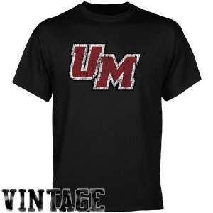   UMass Minutemen Black Distressed Logo Vintage T shirt Sports